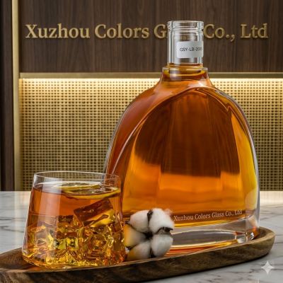 750ml Flat Shape Glass Liquor Bottles
